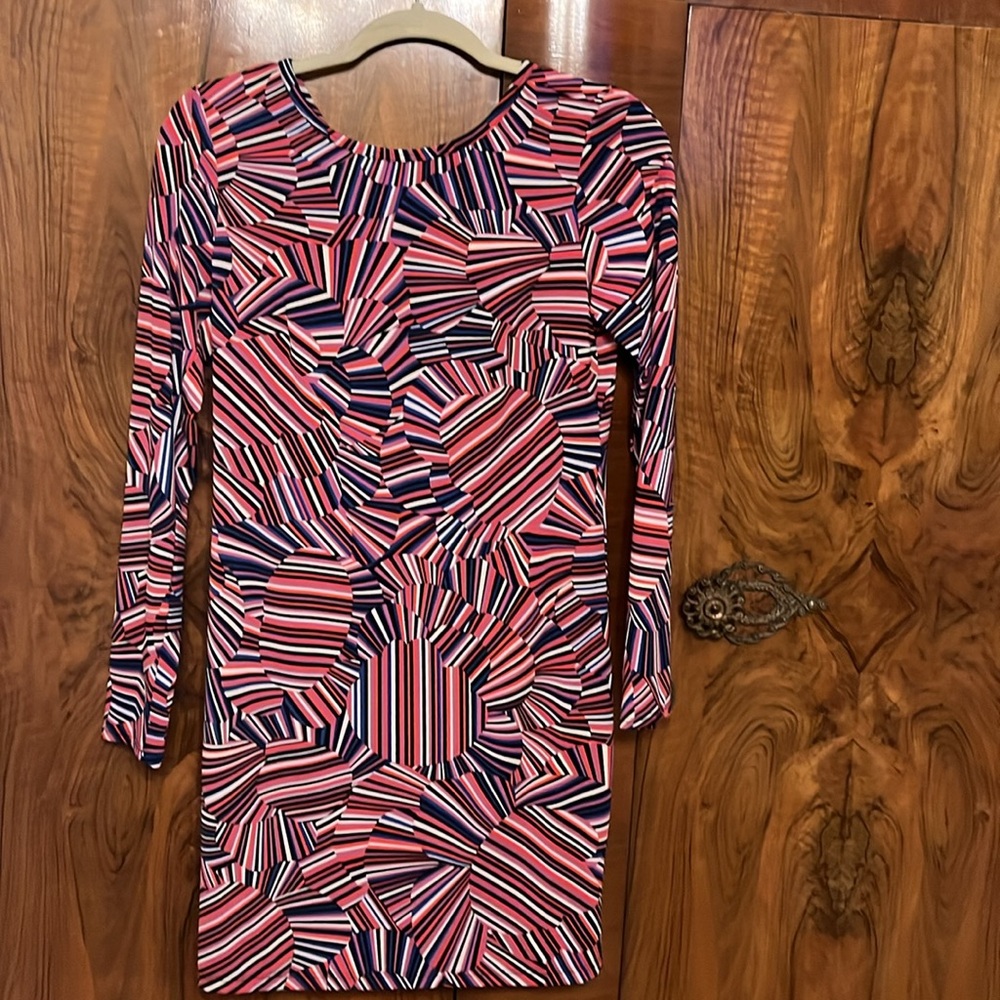 Trina Turk Long Sleeved Geometric Midi Dress Size Small
